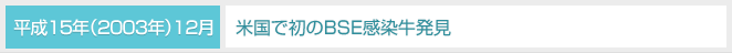 平成15年(2003年)12月 米国で初のBSE感染牛発見